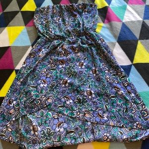 Floral Strapless High Low Dress